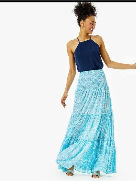 Lilly Pulitzer Dresses & Skirts - Lilly Pulitzer Hanalei Aqua Tiered Maxi Skirt